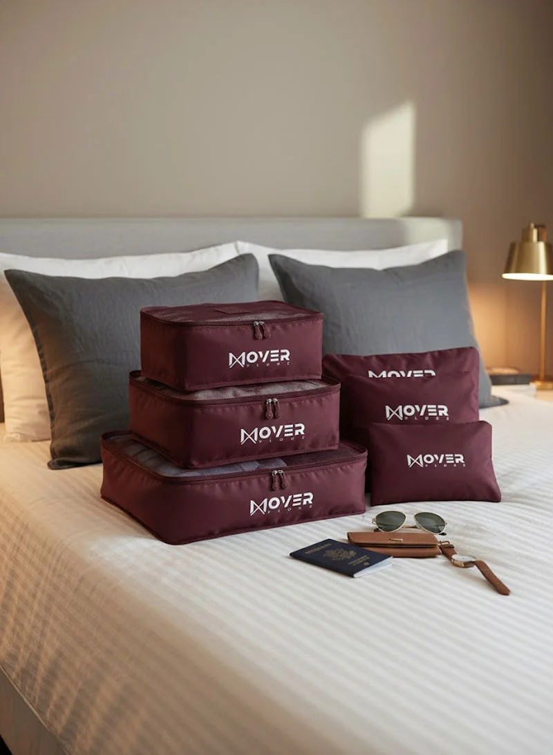 6-Pieces Waterproof Storage Bags Set with Mesh-Top Organizers & Laundry Pouches - Bordeaux — photo 5