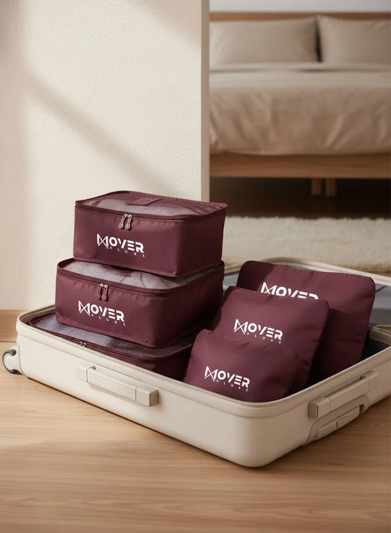 6-Pieces Waterproof Storage Bags Set with Mesh-Top Organizers & Laundry Pouches - Bordeaux — photo 6