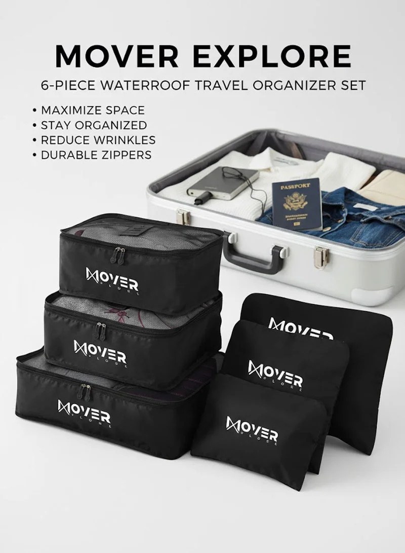 6-Pieces Waterproof Storage Bags Set with Mesh-Top Organizers & Laundry Pouches - Bordeaux β photo 8