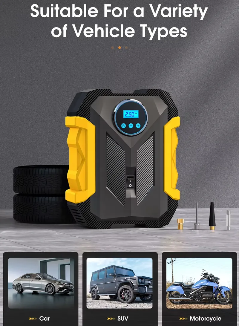 12V 150 PSI Portable Digital Tire Inflator, Cigarette Lighter Plug Fast Inflation with Auto Shu β photo 6