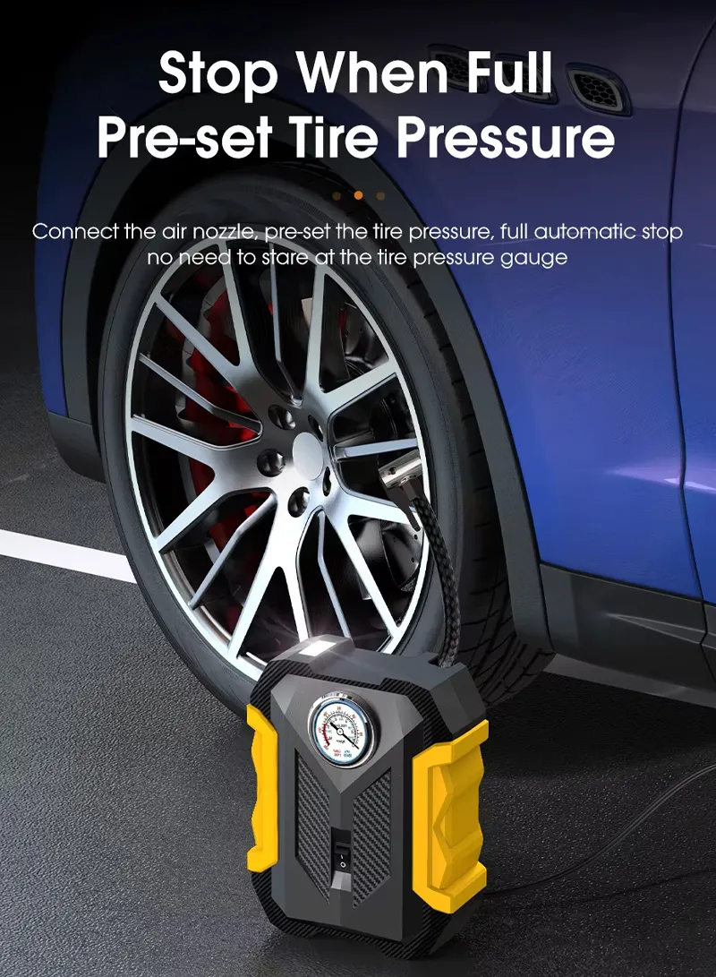 12V 150 PSI Portable Analogue Tire Inflator, Cigarette Lighter Plug Fast Inflation with Auto Sh β photo 4