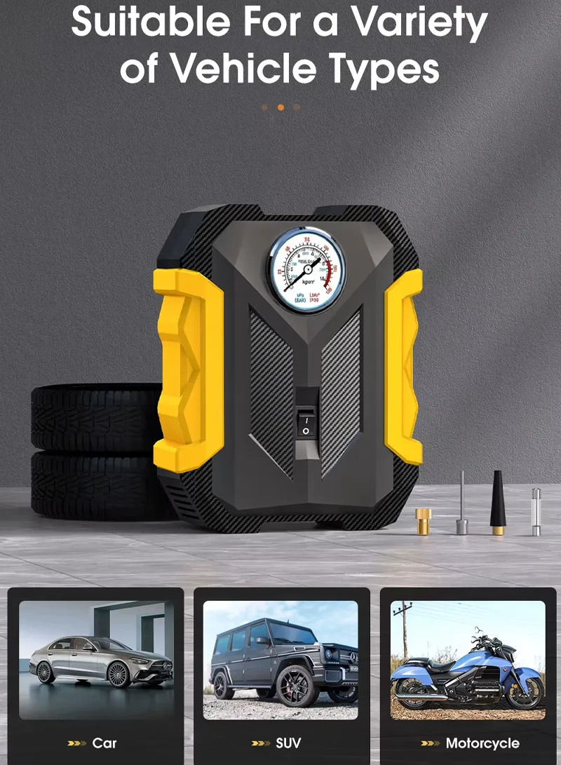 12V 150 PSI Portable Analogue Tire Inflator, Cigarette Lighter Plug Fast Inflation with Auto Sh β photo 6