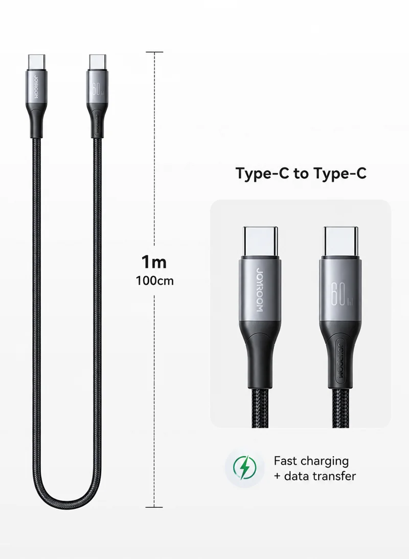 60W 1m Flash Series Fast Charging Data Cable Type-C to Type-C - Black β photo 3