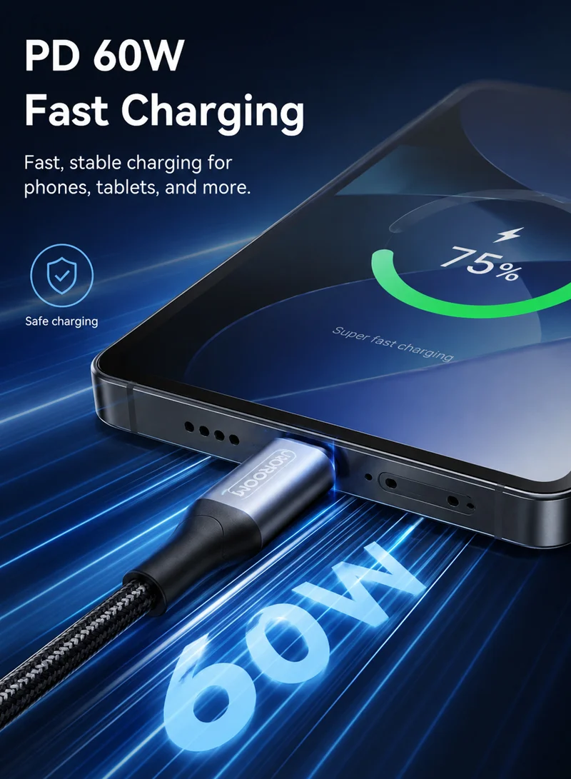 60W 1m Flash Series Fast Charging Data Cable Type-C to Type-C - Black β photo 5
