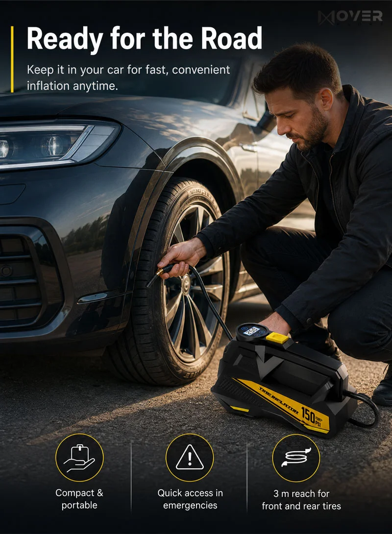 12V Portable Air Pressure Digital Tire Inflator with Auto Shut-Off, LED Light, 3m Cord β photo 2