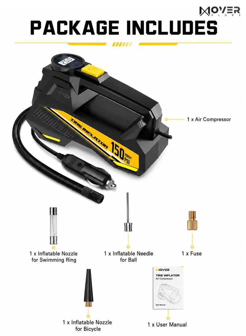 12V Portable Air Pressure Digital Tire Inflator with Auto Shut-Off, LED Light, 3m Cord β photo 8