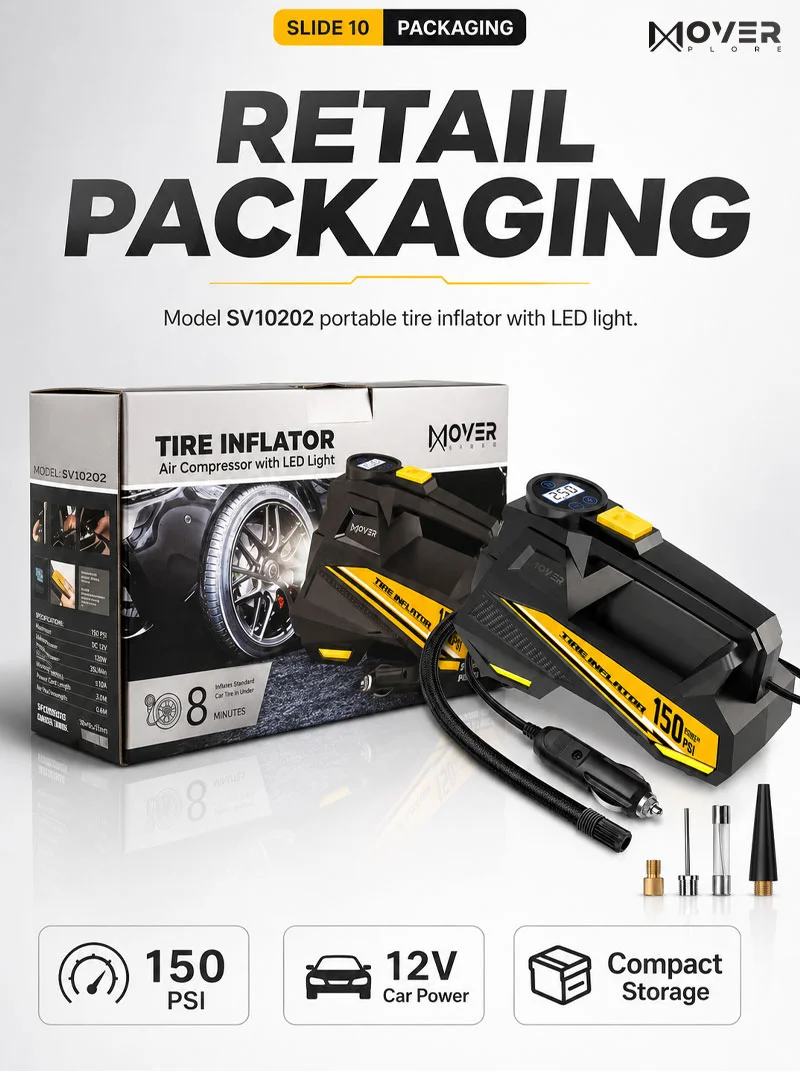 12V Portable Air Pressure Digital Tire Inflator with Auto Shut-Off, LED Light, 3m Cord β photo 9