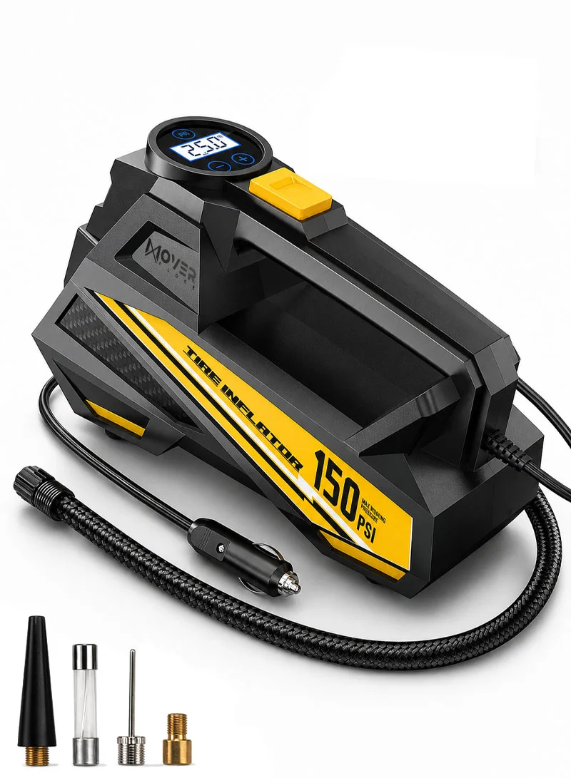 12V Portable Air Pressure Digital Tire Inflator with Auto Shut-Off, LED Light, 3m Cord