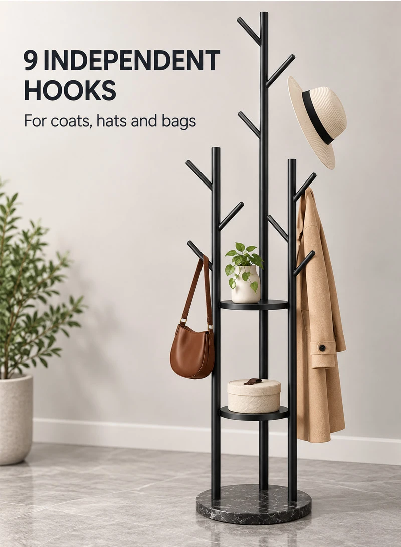 Metal Coat Hanger With Round Stable Marble Base & 9 Independent Hanger Hooks Easy To Assemble β photo 7