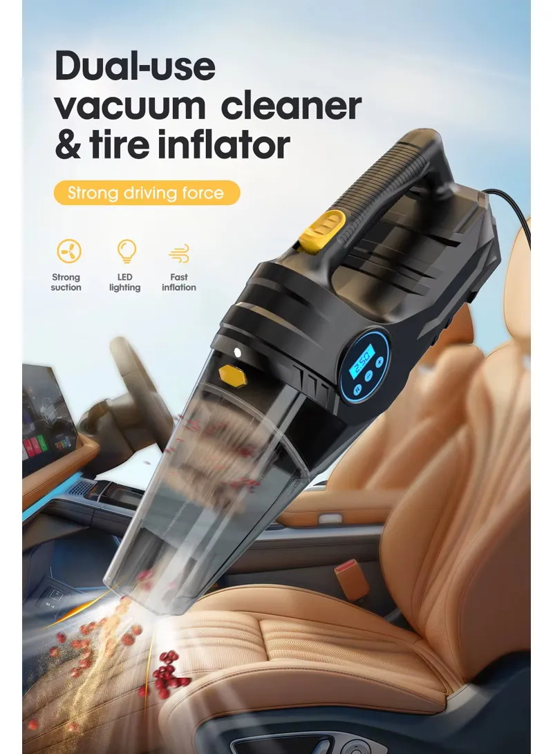 DUAL-USE CORDED VACUUM CLEANER AND TIRE INFLATOR: 12V Car High-Power Vacuum Cleaner with Digita β photo 2