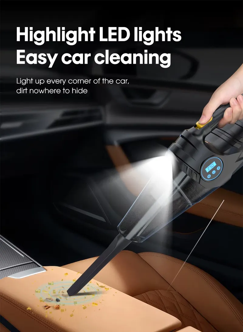 DUAL-USE CORDED VACUUM CLEANER AND TIRE INFLATOR: 12V Car High-Power Vacuum Cleaner with Digita β photo 8