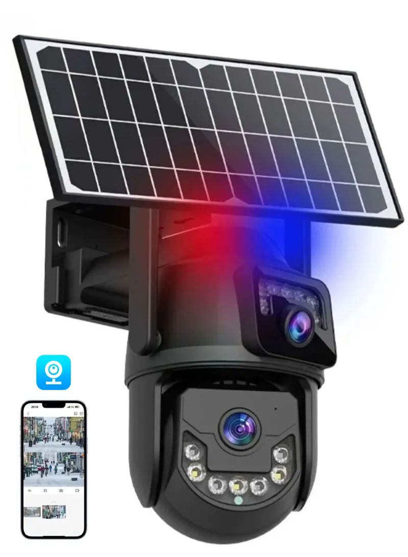 DUAL-LENS DUAL CAMERA Smart Wi-Fi Solar Security PTZ Camera with Full Color Night Vision, AI Hu