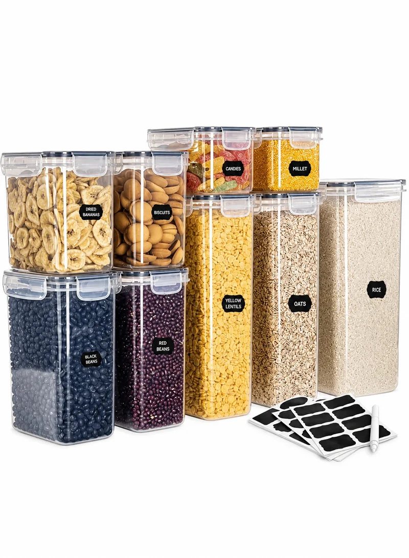 9-Pcs Plastic Lunch Box Set β Microwave, Freezer & Dishwasher Safe Food Storage Containers