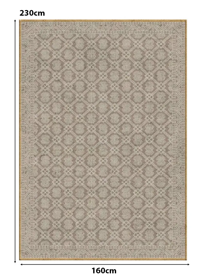 230x160cm Modern Polyester Carpet With Durable Lattice Pattern - Beige — photo 3
