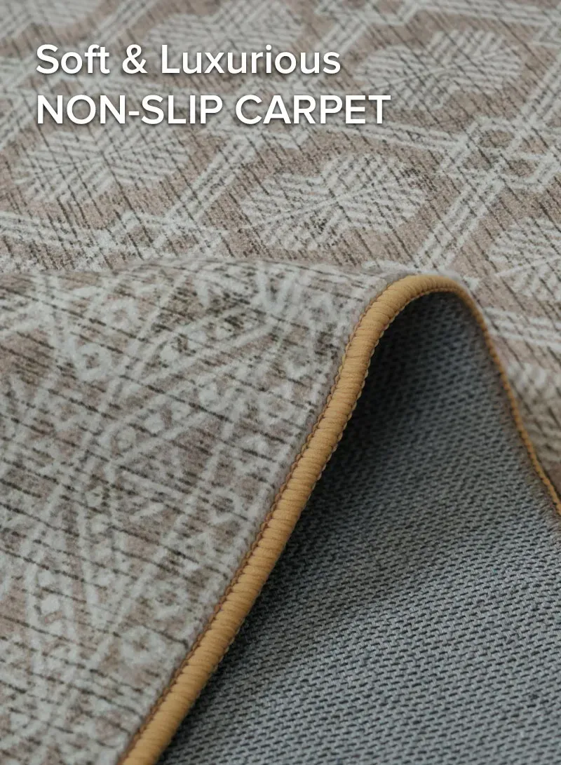 230x160cm Modern Polyester Carpet With Durable Lattice Pattern - Beige — photo 4
