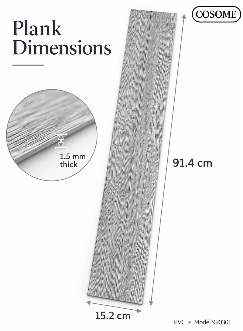 36 Pcs Self-Adhesive PVC Plank Flooring, 5m² Cover Area Waterproof Peel & Stick Floor Tiles - C — photo 2