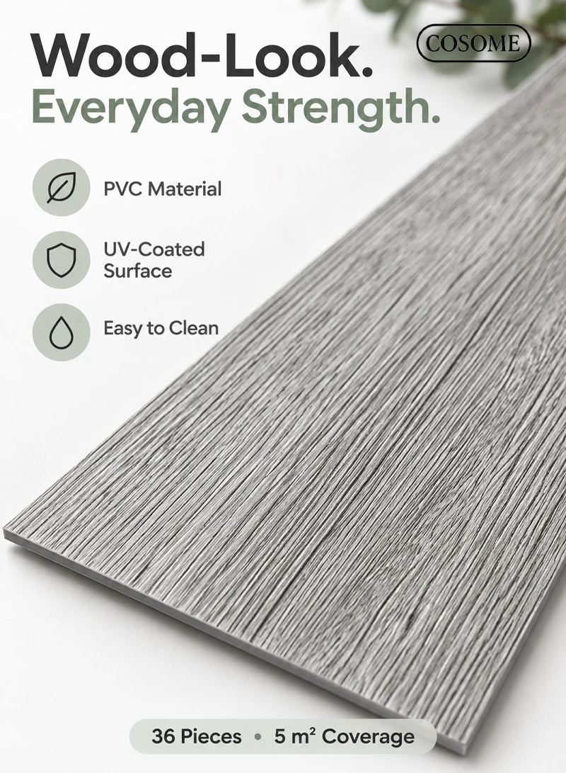 36 Pcs Self-Adhesive PVC Plank Flooring, 5m² Cover Area Waterproof Peel & Stick Floor Tiles - C — photo 7