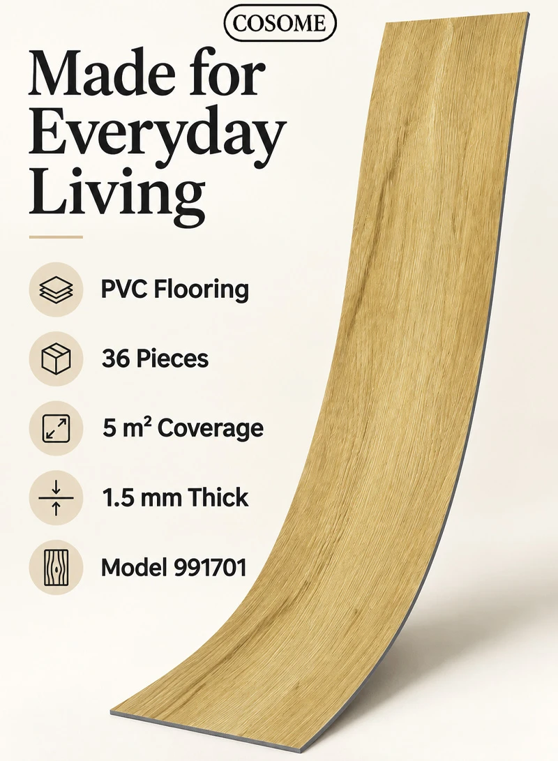 36 Pcs Self-Adhesive PVC Plank Flooring, 5m² Cover Area Waterproof Peel & Stick Floor Tiles - B — photo 6
