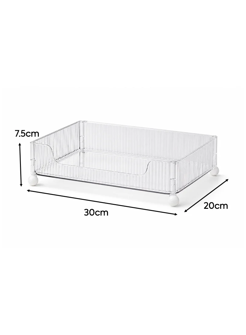 1-Layer Rectangular Makeup Organizer, Clear Open Rack with Non-Slip Feet — photo 3