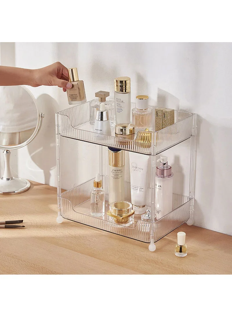 1-Layer Rectangular Makeup Organizer, Clear Open Rack with Non-Slip Feet — photo 6