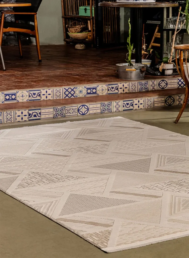 100x200cm Cream-Coffee Soft Textured Machine-Woven Carpet Size โ photo 2
