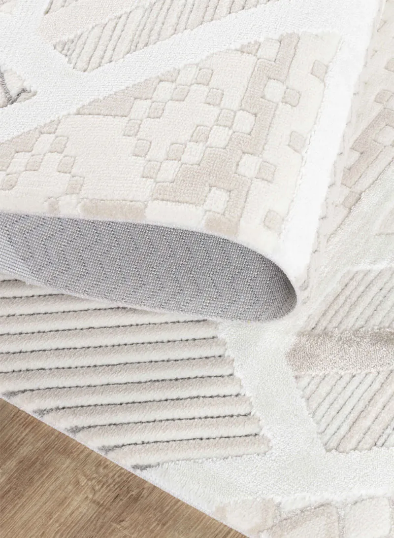 100x200cm Cream-Coffee Soft Textured Machine-Woven Carpet Size — photo 5