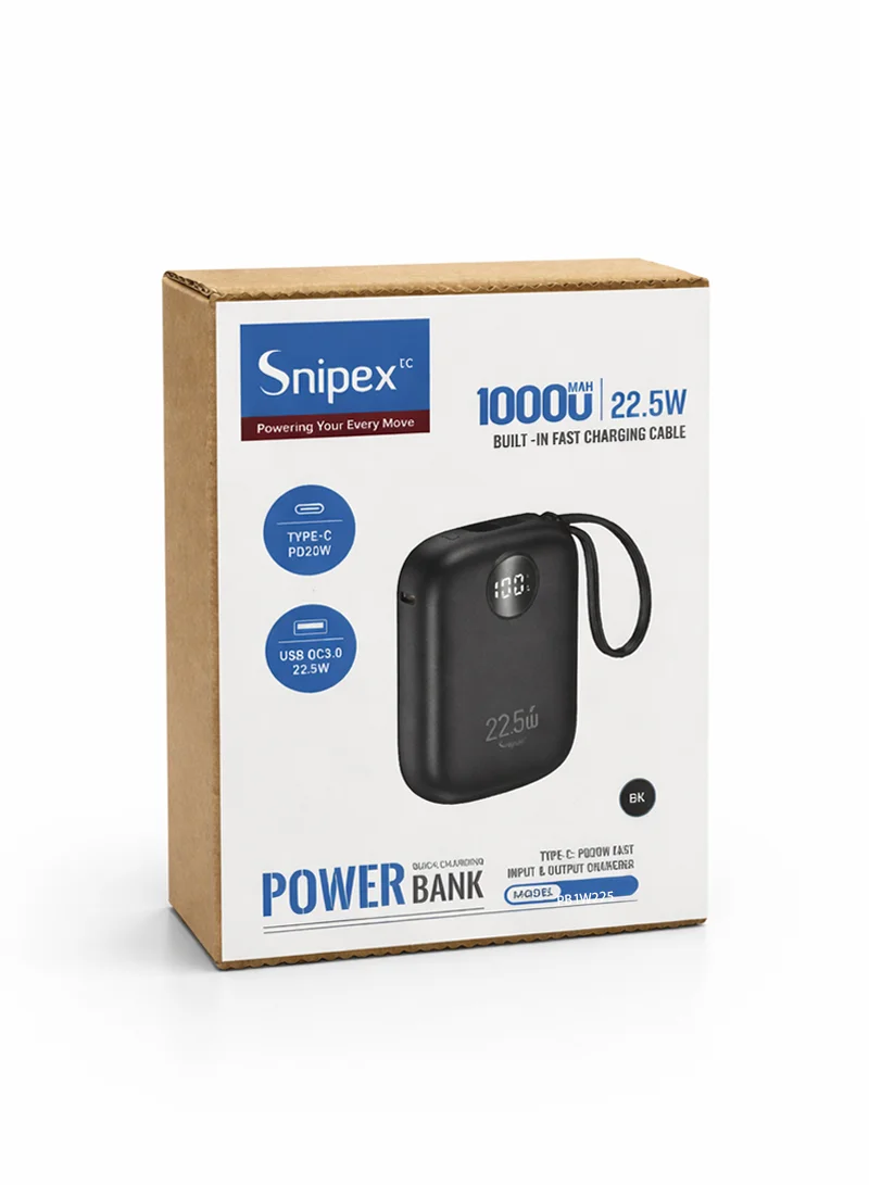10000mAh Fast-Charging Power Bank Built-In Dual Cables & Digital Display - Black — photo 8