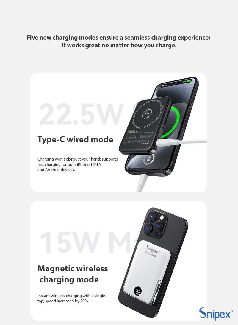 10000mAh MagSafe Wireless Power Bank, 20W PD Fast Charging with Foldable Stand - Black — photo 4
