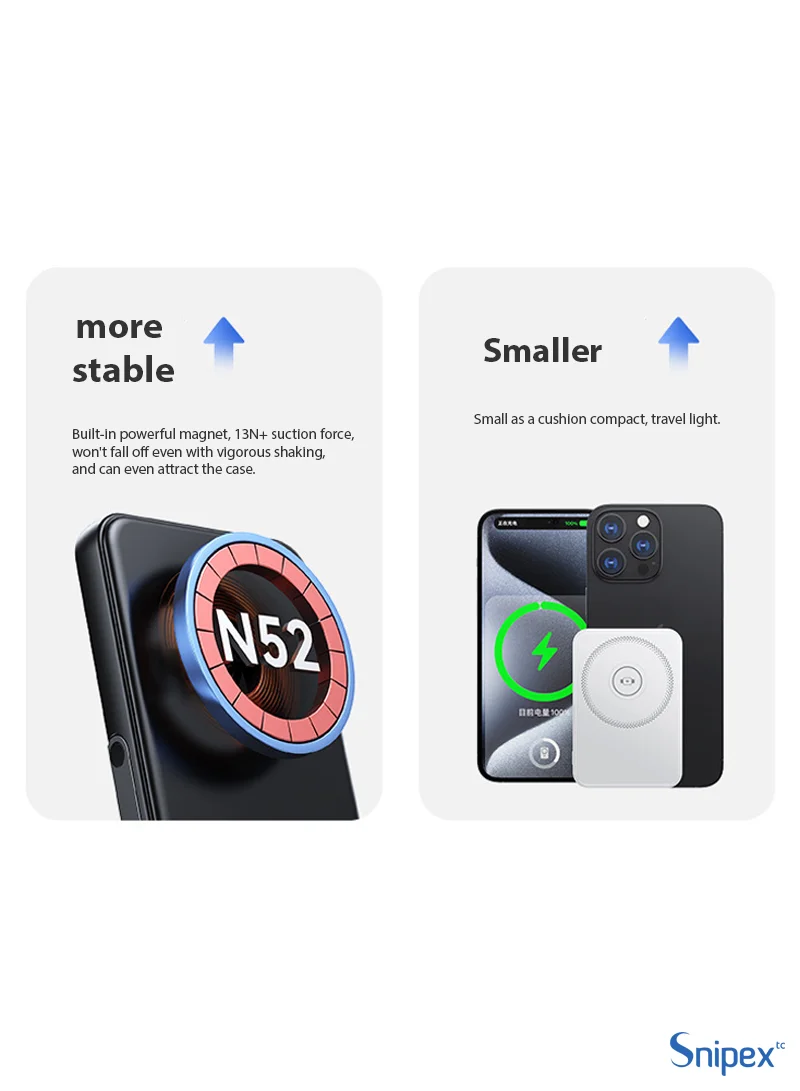 10000mAh MagSafe Wireless Power Bank, 20W PD Fast Charging with Foldable Stand - Black β photo 5