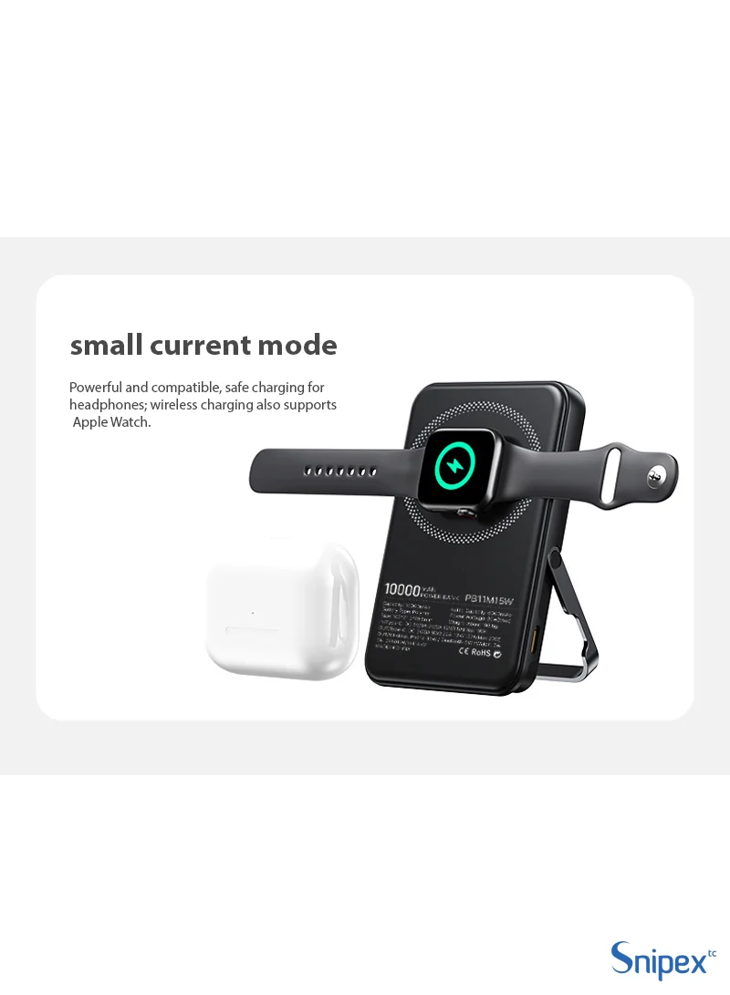10000mAh MagSafe Wireless Power Bank, 20W PD Fast Charging with Foldable Stand - Black β photo 7