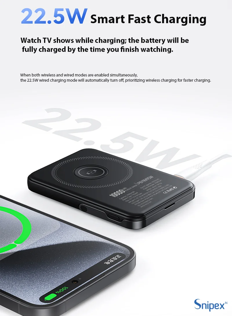 10000mAh MagSafe Wireless Power Bank, 20W PD Fast Charging with Foldable Stand - Black β photo 9