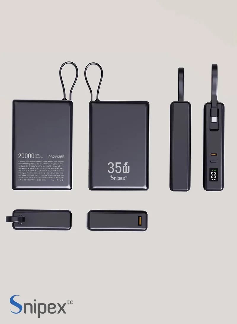 20000mAh 35W Fast Charging Power Bank With Built-In Type-C Cable & LED Display β photo 3