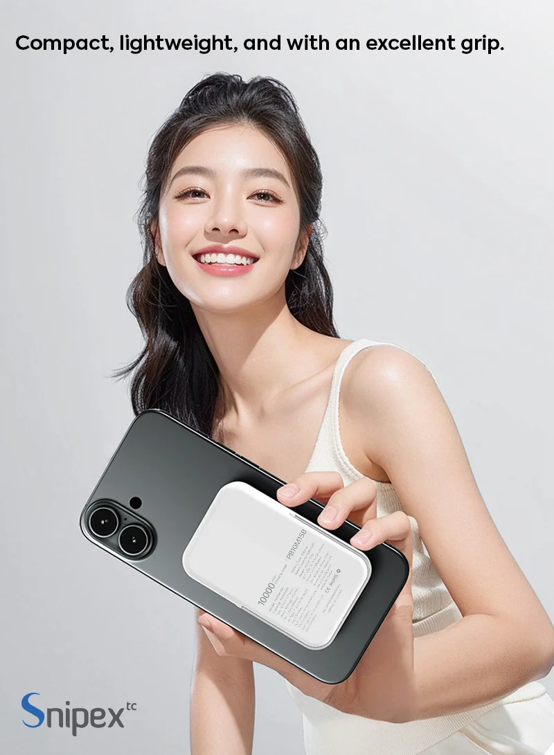 10000mAh Magnetic Wireless Power Bank With Stand, Type-C & USB Fast Charging - Black β photo 7