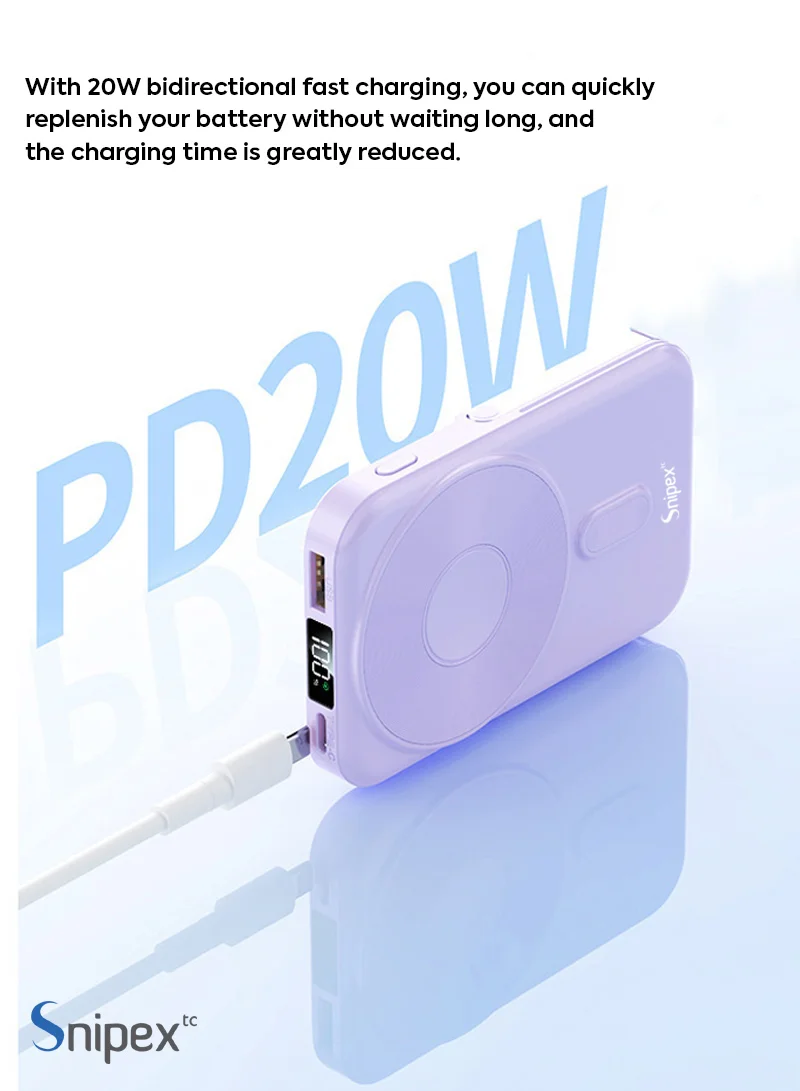 10000mAh Magnetic Wireless Power Bank With Stand, Type-C & USB Fast Charging - Black β photo 9