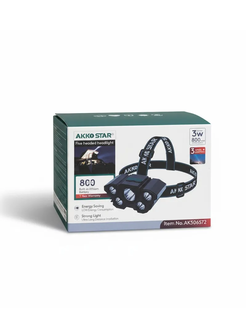 800mAh Rechargeable Five-Head LED Headlamp with Adjustable Elastic Strap FIVE β photo 4