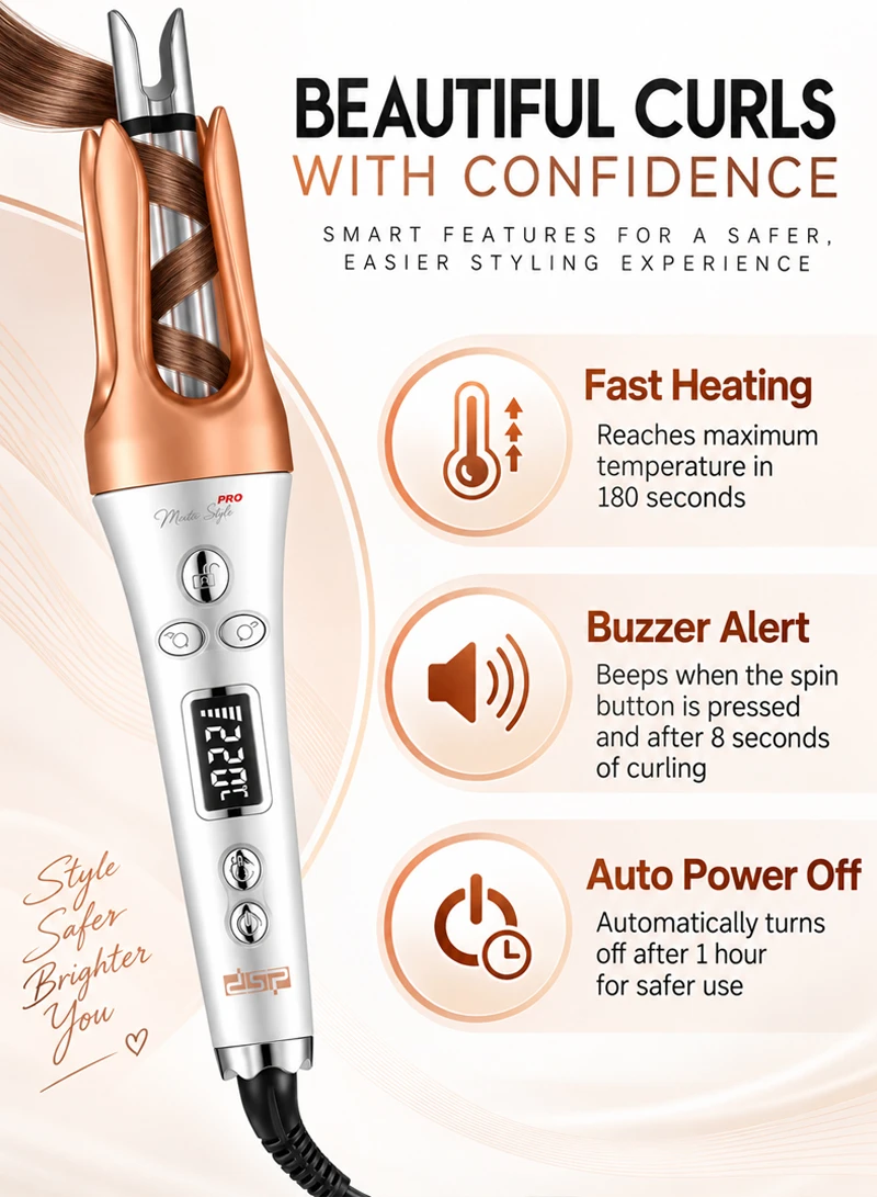 Professional Automatic Ceramic Glaze Hair Curler with LED Display & 8 Temperature Settings β photo 5