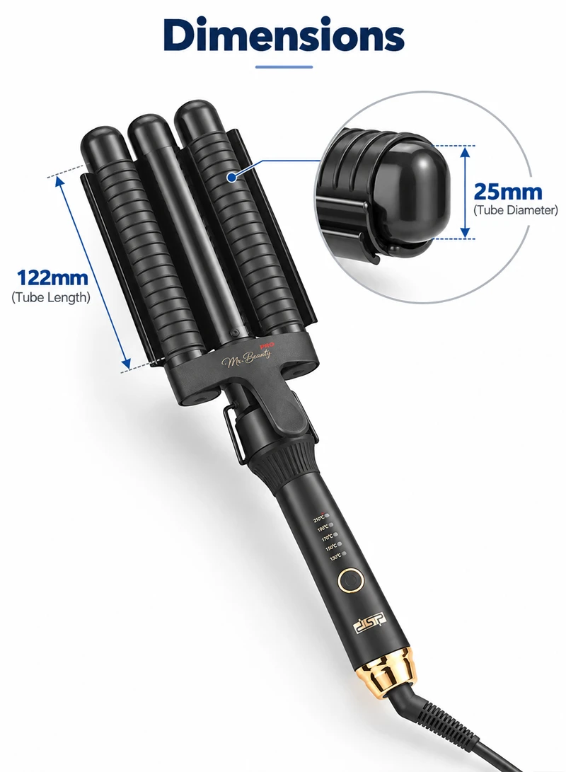 Professional 3-Barrel Hair Curler with PTC Ceramic Heating & Adjustable Temperature 20860 β photo 2