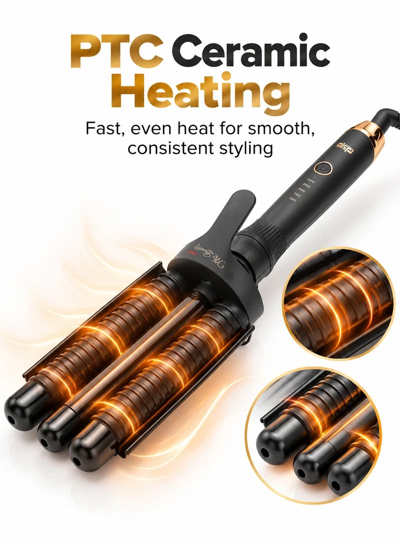 Professional 3-Barrel Hair Curler with PTC Ceramic Heating & Adjustable Temperature 20860 — photo 4
