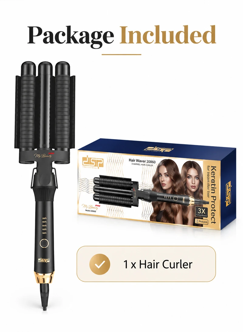 Professional 3-Barrel Hair Curler with PTC Ceramic Heating & Adjustable Temperature 20860 — photo 7