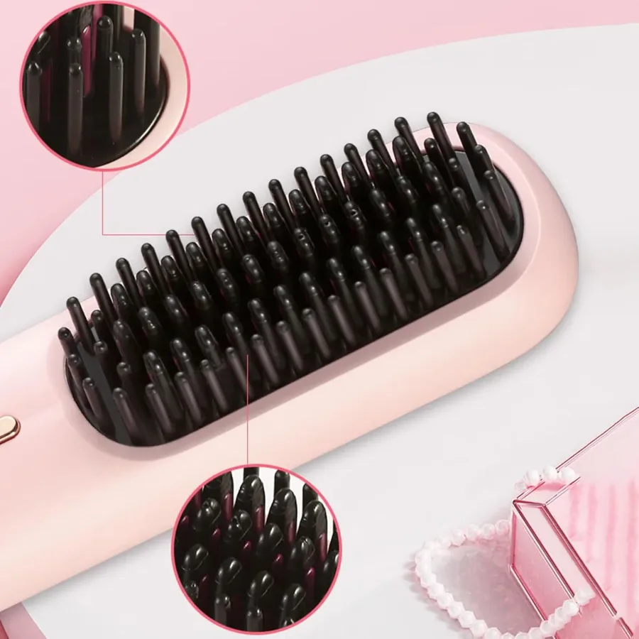 Portable Hair Straightener Brush - Pink — photo 5