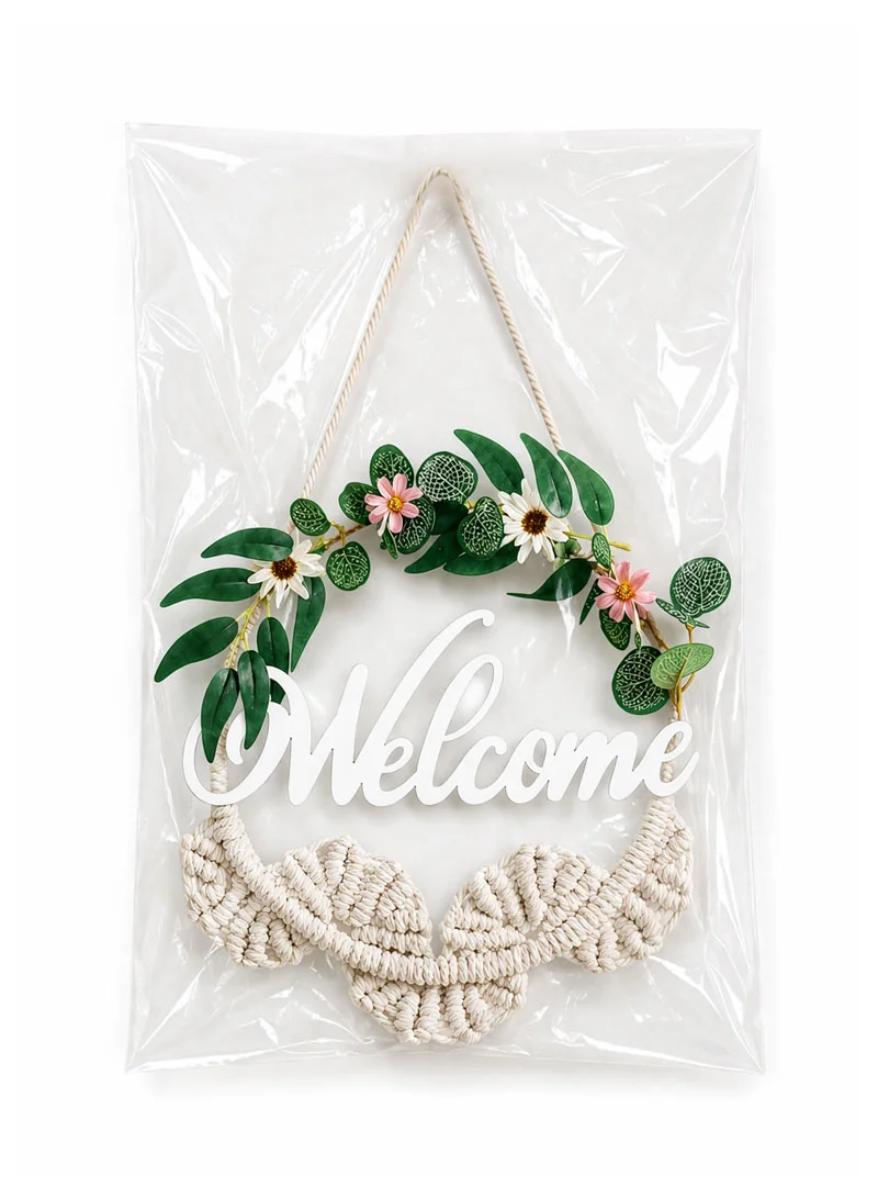 Artisanal Nordic-Style Macramé & Floral "Welcome" Wall Charm — photo 6