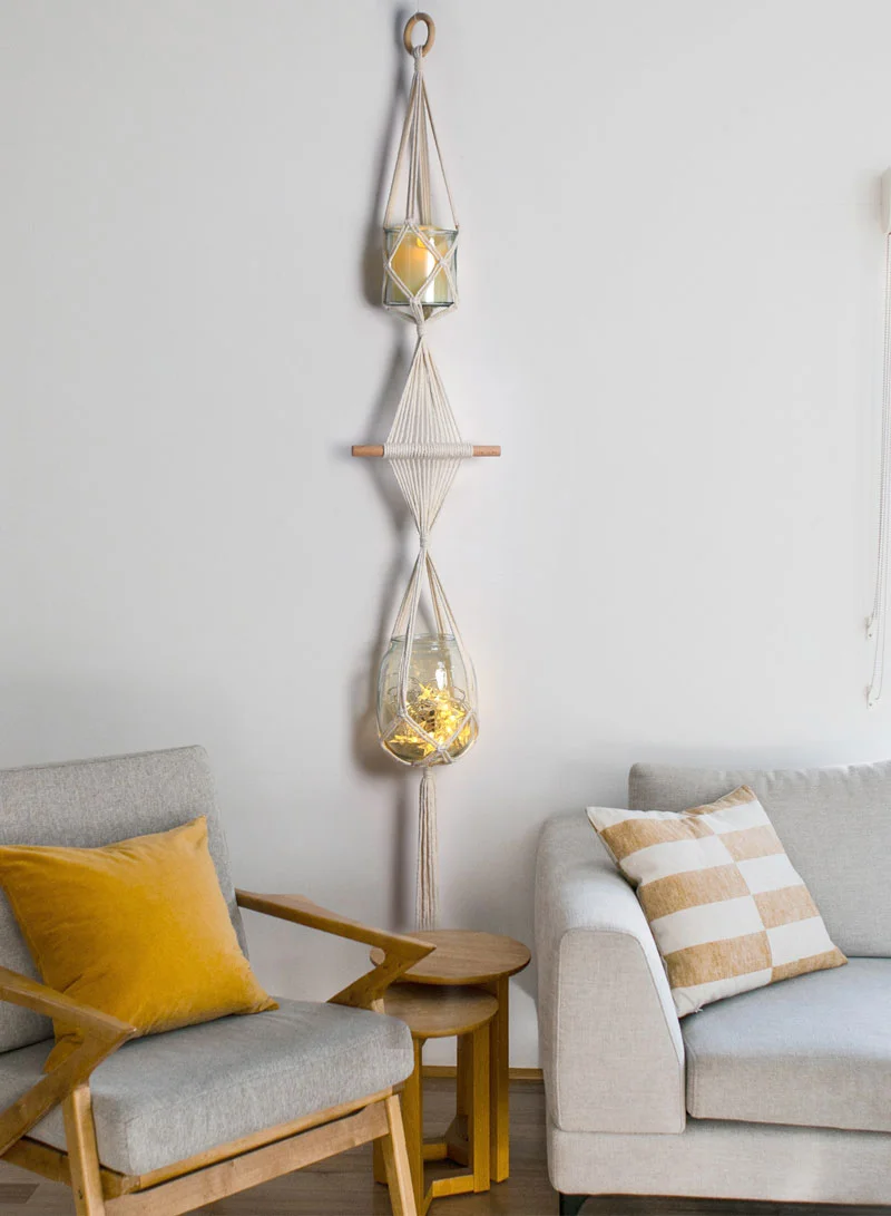 Modern Boho Wall Accent Featuring Double Tiered Macrame Weave — photo 3