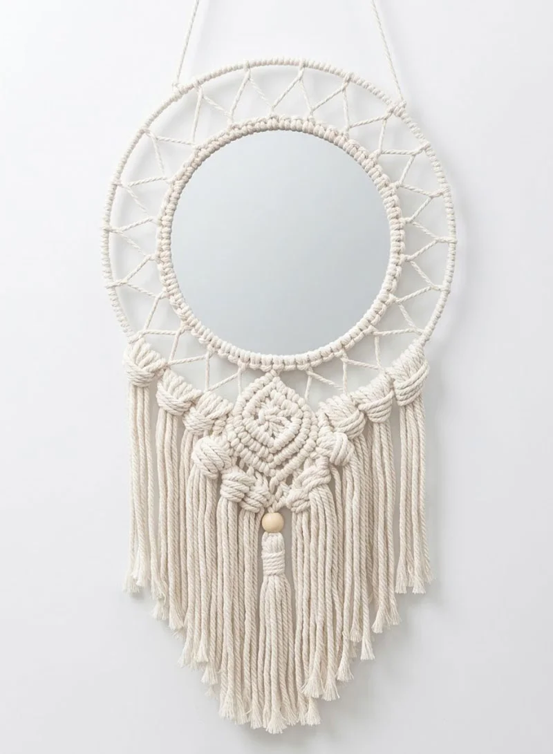 Artisanal Sunburst Macramé Hanging Mirror — photo 3