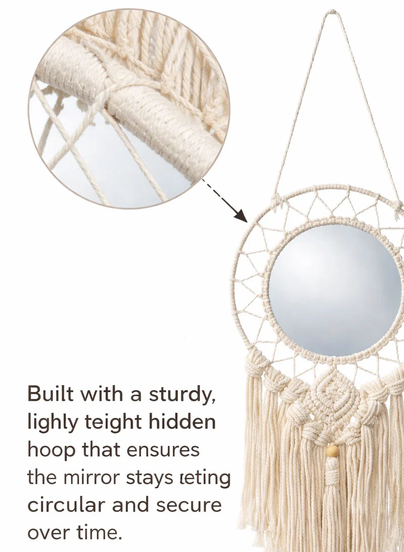Artisanal Sunburst Macramé Hanging Mirror — photo 7