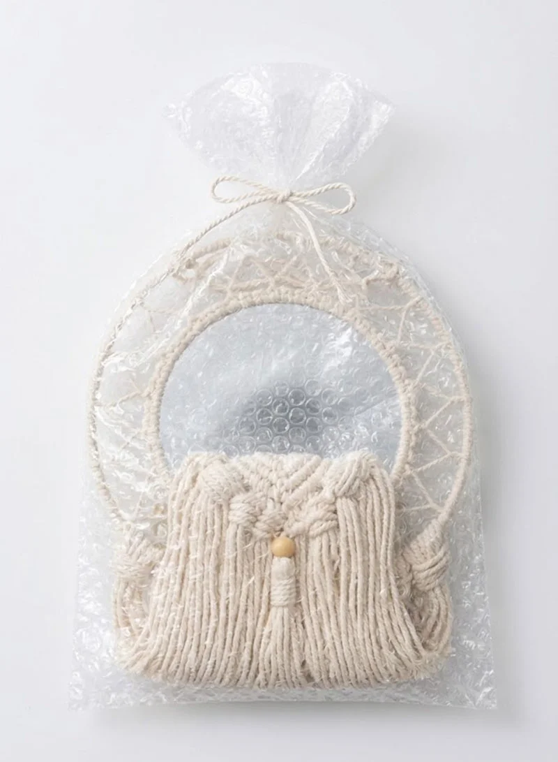 Artisanal Sunburst Macramé Hanging Mirror — photo 8