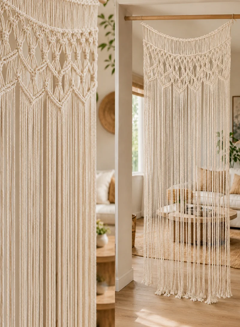 Handcrafted Ethereal Bohemian Cotton Cord Tapestry & Textural Room Divider β photo 2