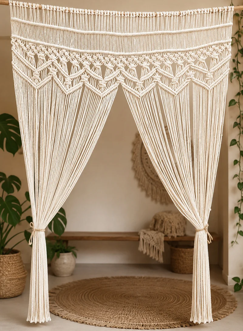 Handcrafted Ethereal Bohemian Cotton Cord Tapestry & Textural Room Divider β photo 3