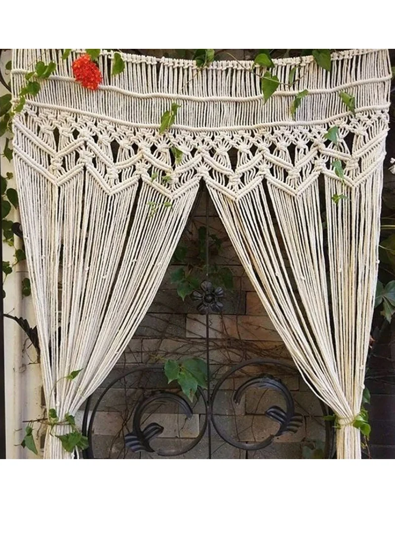 Handcrafted Ethereal Bohemian Cotton Cord Tapestry & Textural Room Divider — photo 7