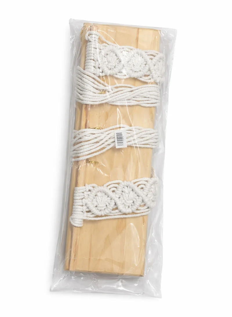 Hanging Wall Shelf With Bohemian Macrame Design, Tassels & Wooden Rack β photo 9