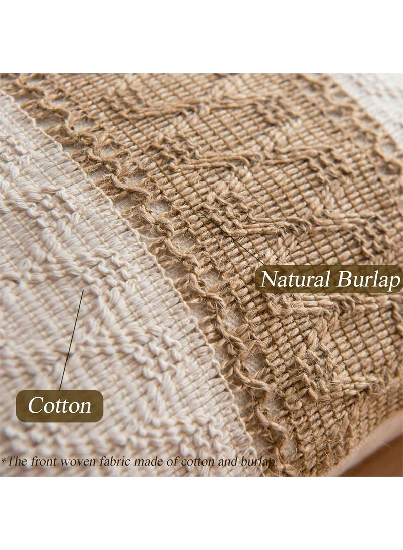45x45cm Boho Textured Stripe Cushion Cover With Tassels - Beige — photo 6